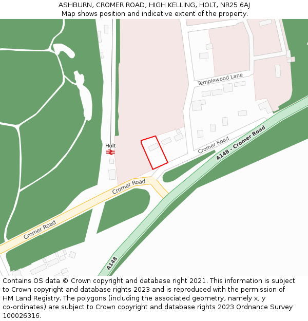 ASHBURN, CROMER ROAD, HIGH KELLING, HOLT, NR25 6AJ: Location map and indicative extent of plot