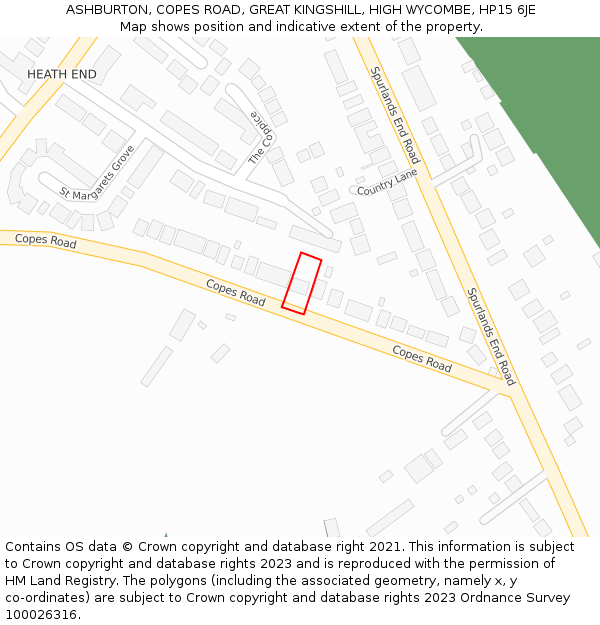 ASHBURTON, COPES ROAD, GREAT KINGSHILL, HIGH WYCOMBE, HP15 6JE: Location map and indicative extent of plot