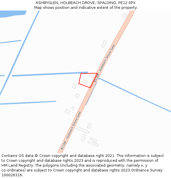 ASHBYGLEN, HOLBEACH DROVE, SPALDING, PE12 0PX: Location map and indicative extent of plot