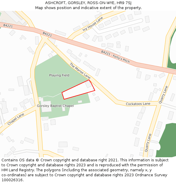 ASHCROFT, GORSLEY, ROSS-ON-WYE, HR9 7SJ: Location map and indicative extent of plot