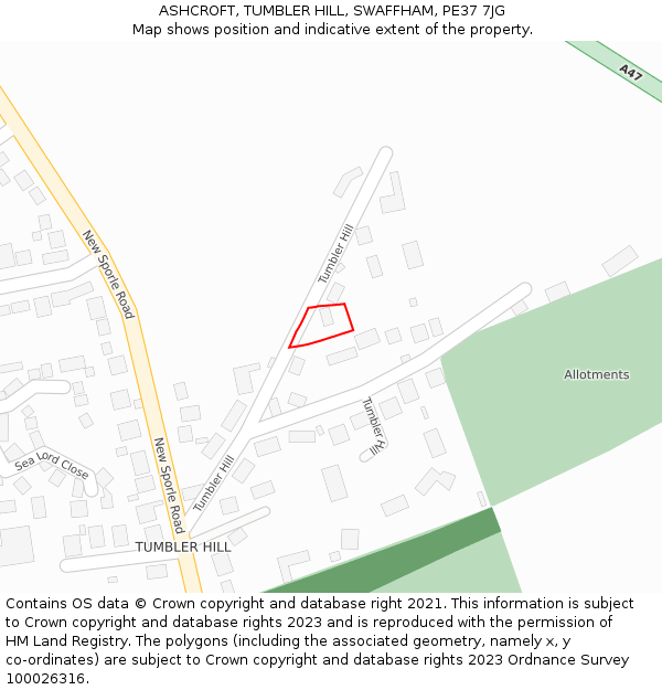 ASHCROFT, TUMBLER HILL, SWAFFHAM, PE37 7JG: Location map and indicative extent of plot