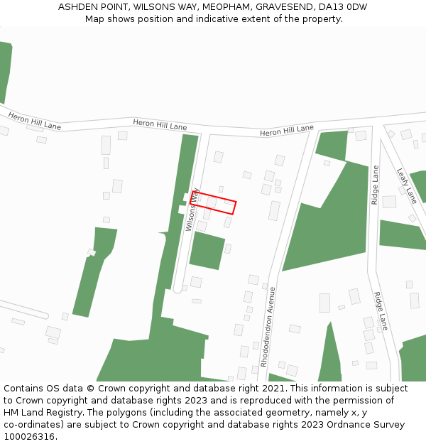 ASHDEN POINT, WILSONS WAY, MEOPHAM, GRAVESEND, DA13 0DW: Location map and indicative extent of plot