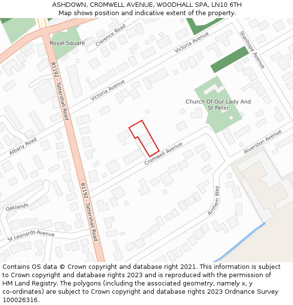 ASHDOWN, CROMWELL AVENUE, WOODHALL SPA, LN10 6TH: Location map and indicative extent of plot