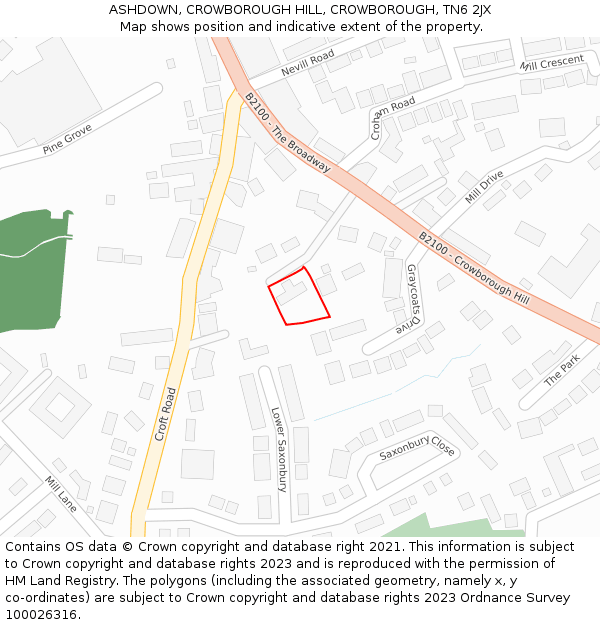 ASHDOWN, CROWBOROUGH HILL, CROWBOROUGH, TN6 2JX: Location map and indicative extent of plot