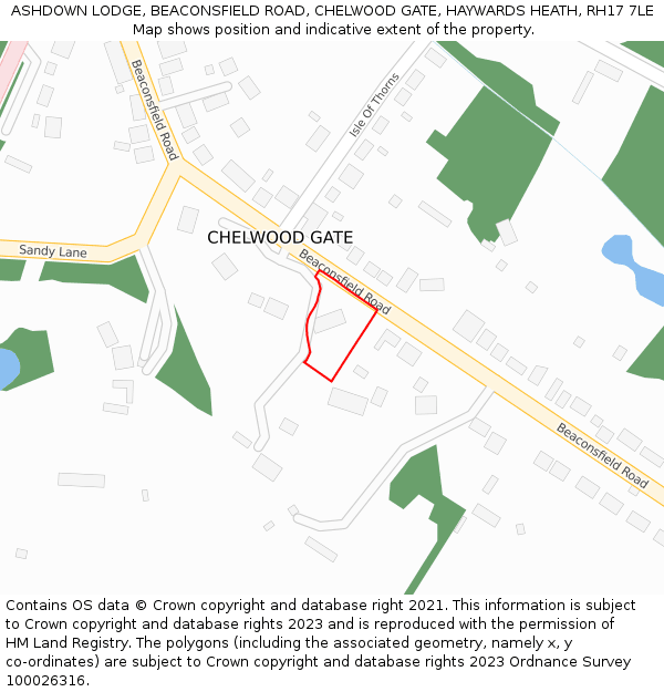 ASHDOWN LODGE, BEACONSFIELD ROAD, CHELWOOD GATE, HAYWARDS HEATH, RH17 7LE: Location map and indicative extent of plot