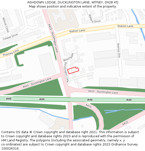 ASHDOWN LODGE, DUCKLINGTON LANE, WITNEY, OX28 4TJ: Location map and indicative extent of plot