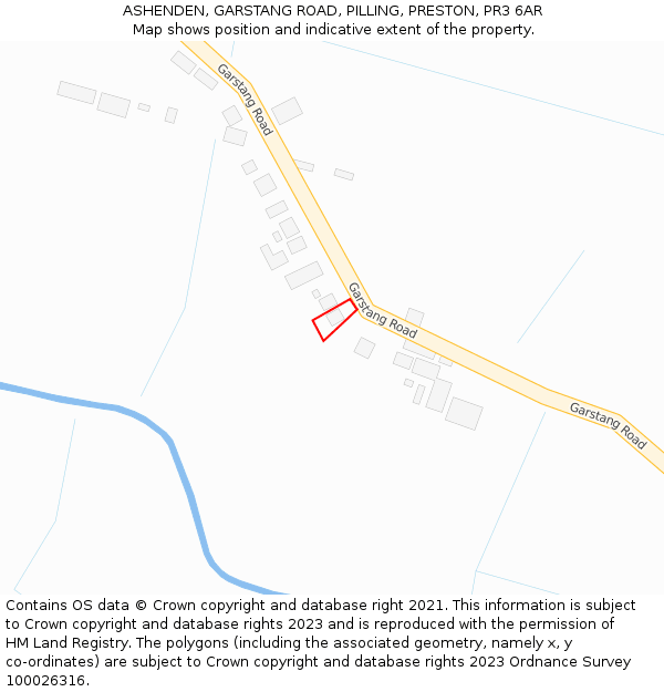 ASHENDEN, GARSTANG ROAD, PILLING, PRESTON, PR3 6AR: Location map and indicative extent of plot