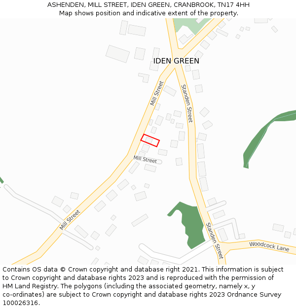 ASHENDEN, MILL STREET, IDEN GREEN, CRANBROOK, TN17 4HH: Location map and indicative extent of plot