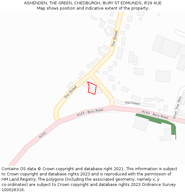 ASHENDEN, THE GREEN, CHEDBURGH, BURY ST EDMUNDS, IP29 4UE: Location map and indicative extent of plot