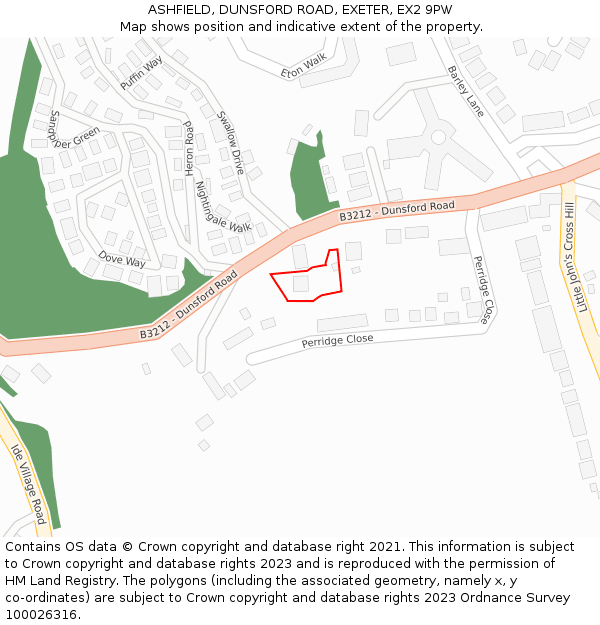 ASHFIELD, DUNSFORD ROAD, EXETER, EX2 9PW: Location map and indicative extent of plot