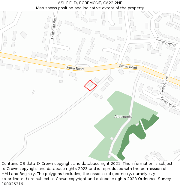 ASHFIELD, EGREMONT, CA22 2NE: Location map and indicative extent of plot