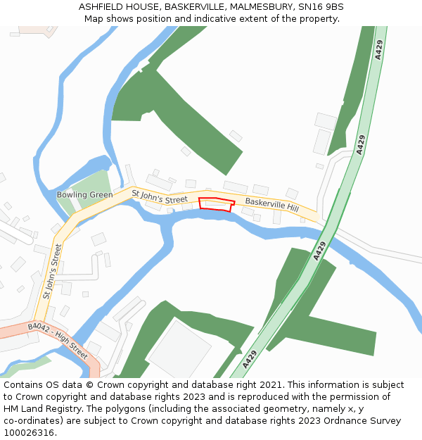 ASHFIELD HOUSE, BASKERVILLE, MALMESBURY, SN16 9BS: Location map and indicative extent of plot