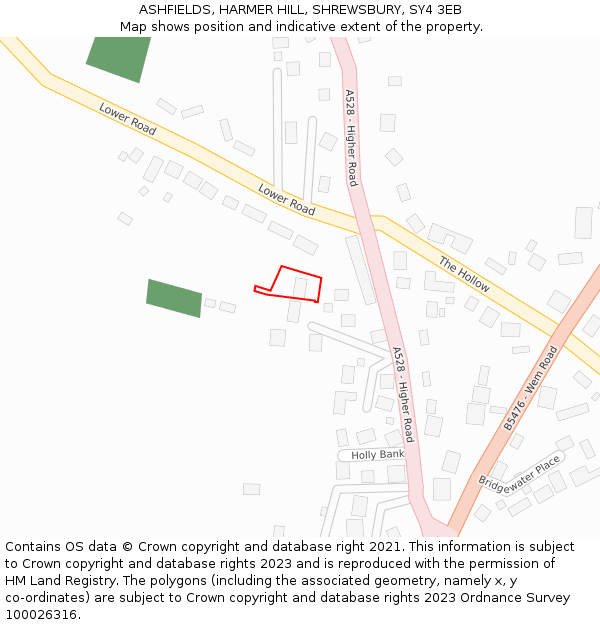 ASHFIELDS, HARMER HILL, SHREWSBURY, SY4 3EB: Location map and indicative extent of plot