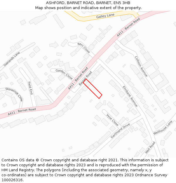 ASHFORD, BARNET ROAD, BARNET, EN5 3HB: Location map and indicative extent of plot