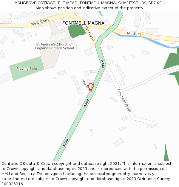 ASHGROVE COTTAGE, THE MEAD, FONTMELL MAGNA, SHAFTESBURY, SP7 0PH: Location map and indicative extent of plot