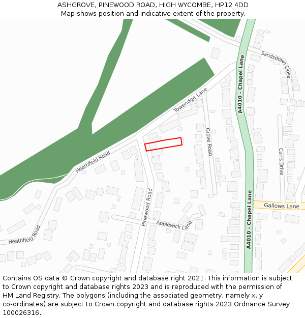 ASHGROVE, PINEWOOD ROAD, HIGH WYCOMBE, HP12 4DD: Location map and indicative extent of plot