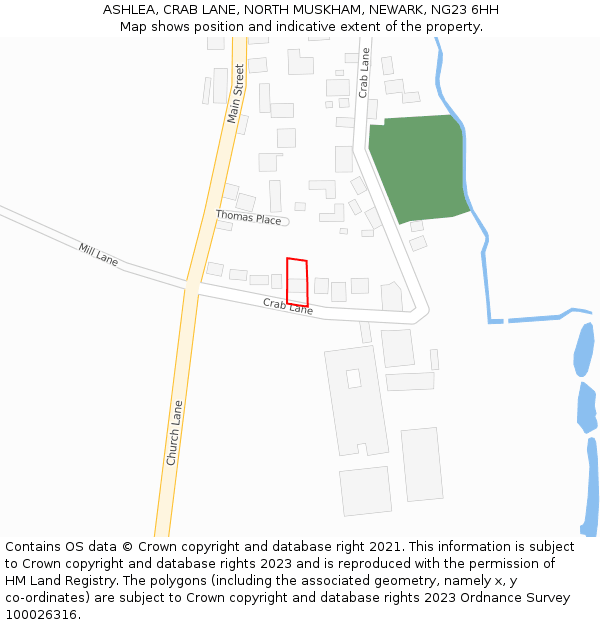 ASHLEA, CRAB LANE, NORTH MUSKHAM, NEWARK, NG23 6HH: Location map and indicative extent of plot