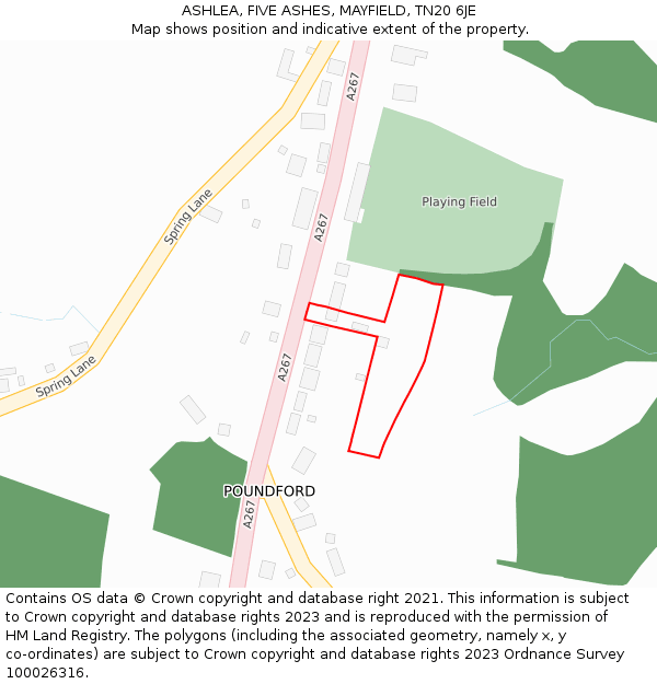 ASHLEA, FIVE ASHES, MAYFIELD, TN20 6JE: Location map and indicative extent of plot