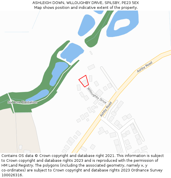 ASHLEIGH DOWN, WILLOUGHBY DRIVE, SPILSBY, PE23 5EX: Location map and indicative extent of plot