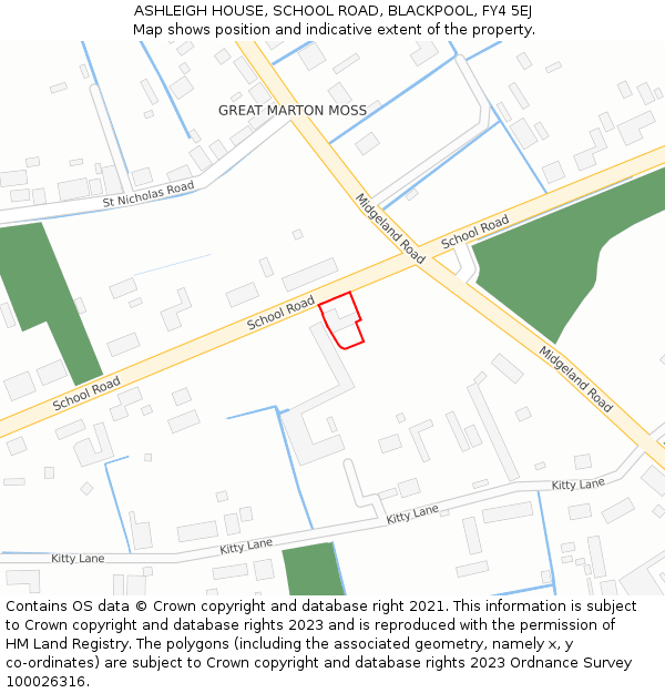 ASHLEIGH HOUSE, SCHOOL ROAD, BLACKPOOL, FY4 5EJ: Location map and indicative extent of plot