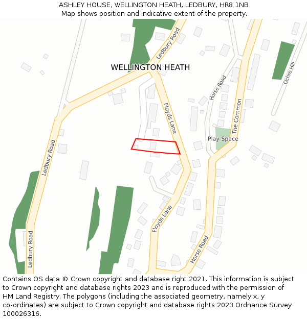 ASHLEY HOUSE, WELLINGTON HEATH, LEDBURY, HR8 1NB: Location map and indicative extent of plot