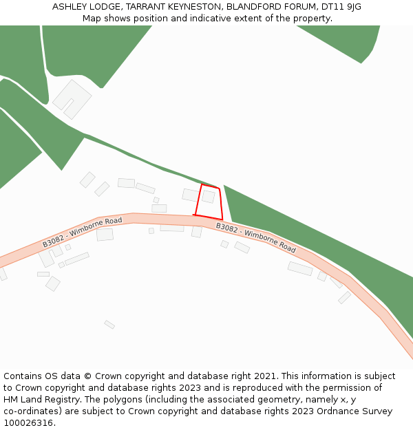 ASHLEY LODGE, TARRANT KEYNESTON, BLANDFORD FORUM, DT11 9JG: Location map and indicative extent of plot