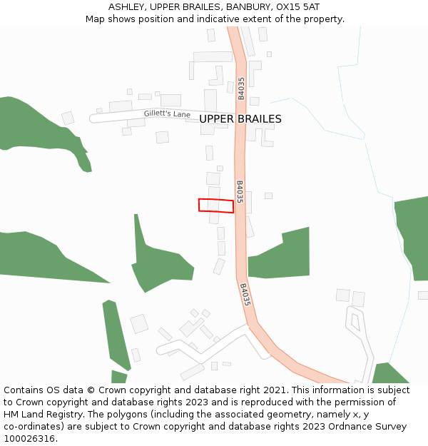 ASHLEY, UPPER BRAILES, BANBURY, OX15 5AT: Location map and indicative extent of plot