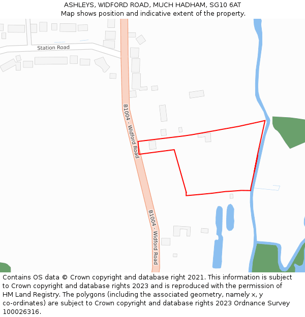 ASHLEYS, WIDFORD ROAD, MUCH HADHAM, SG10 6AT: Location map and indicative extent of plot