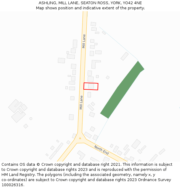 ASHLING, MILL LANE, SEATON ROSS, YORK, YO42 4NE: Location map and indicative extent of plot