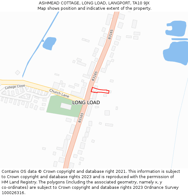 ASHMEAD COTTAGE, LONG LOAD, LANGPORT, TA10 9JX: Location map and indicative extent of plot