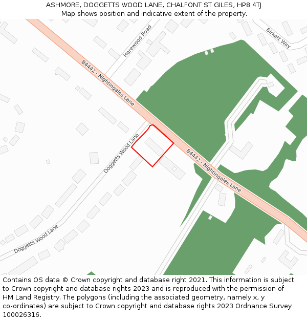 ASHMORE, DOGGETTS WOOD LANE, CHALFONT ST GILES, HP8 4TJ: Location map and indicative extent of plot