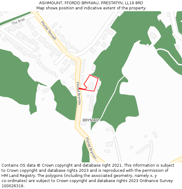 ASHMOUNT, FFORDD BRYNIAU, PRESTATYN, LL19 8RD: Location map and indicative extent of plot