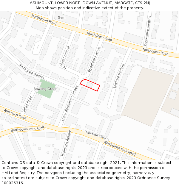 ASHMOUNT, LOWER NORTHDOWN AVENUE, MARGATE, CT9 2NJ: Location map and indicative extent of plot