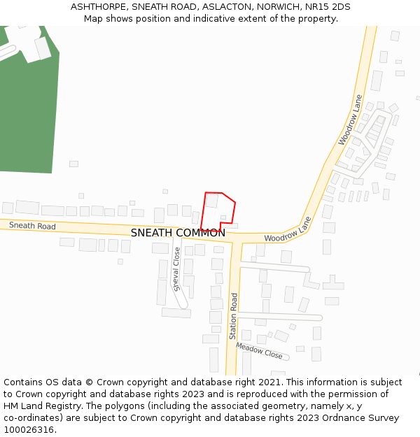 ASHTHORPE, SNEATH ROAD, ASLACTON, NORWICH, NR15 2DS: Location map and indicative extent of plot