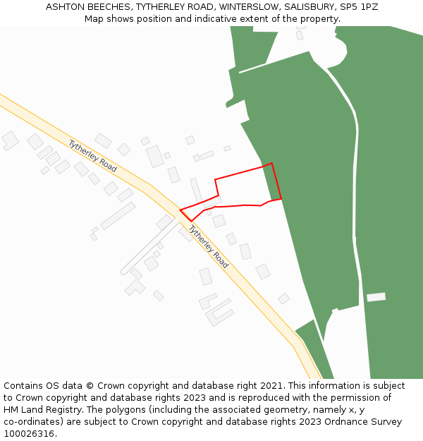 ASHTON BEECHES, TYTHERLEY ROAD, WINTERSLOW, SALISBURY, SP5 1PZ: Location map and indicative extent of plot