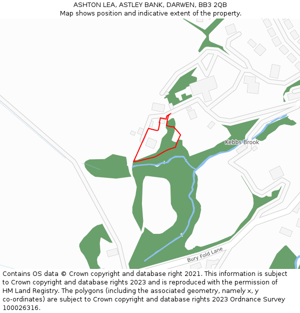 ASHTON LEA, ASTLEY BANK, DARWEN, BB3 2QB: Location map and indicative extent of plot
