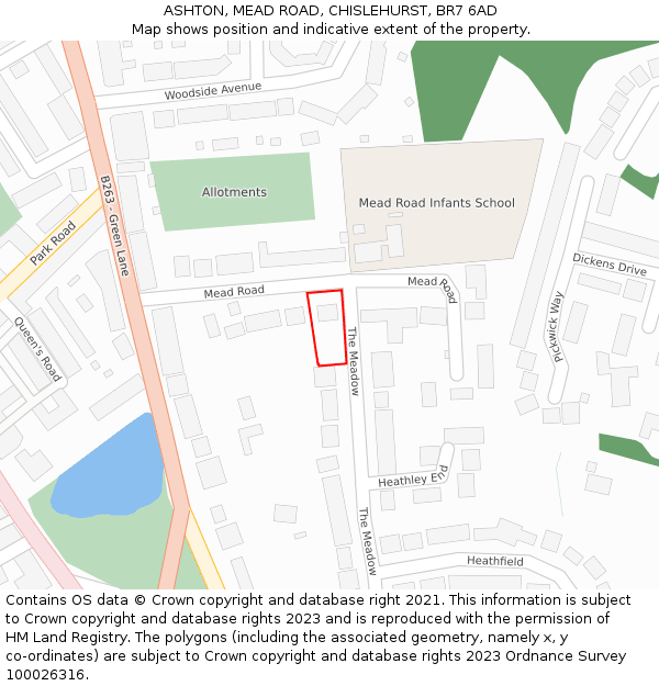 ASHTON, MEAD ROAD, CHISLEHURST, BR7 6AD: Location map and indicative extent of plot