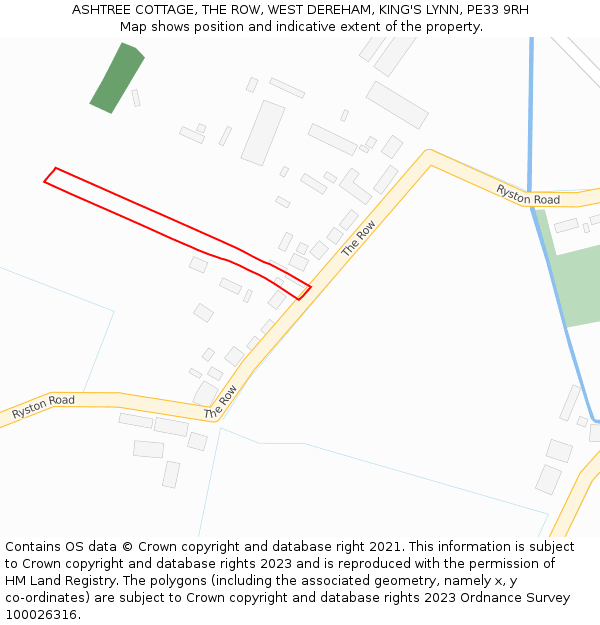 ASHTREE COTTAGE, THE ROW, WEST DEREHAM, KING'S LYNN, PE33 9RH: Location map and indicative extent of plot