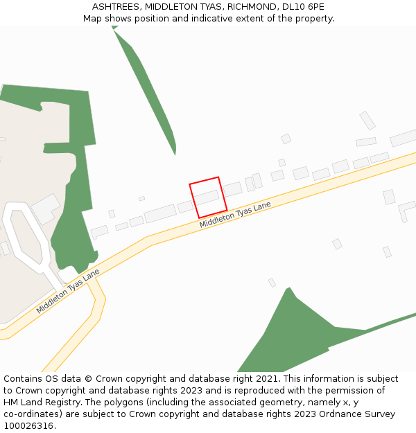 ASHTREES, MIDDLETON TYAS, RICHMOND, DL10 6PE: Location map and indicative extent of plot