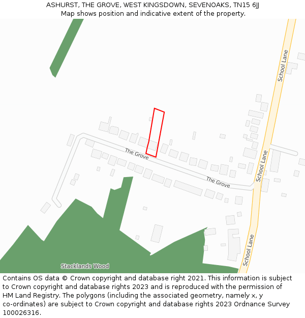 ASHURST, THE GROVE, WEST KINGSDOWN, SEVENOAKS, TN15 6JJ: Location map and indicative extent of plot