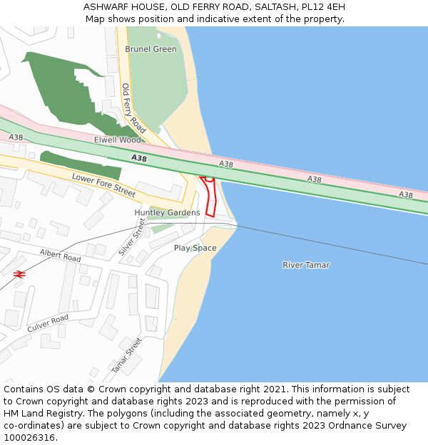 ASHWARF HOUSE, OLD FERRY ROAD, SALTASH, PL12 4EH: Location map and indicative extent of plot