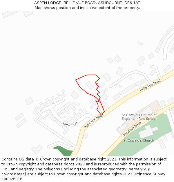 ASPEN LODGE, BELLE VUE ROAD, ASHBOURNE, DE6 1AT: Location map and indicative extent of plot