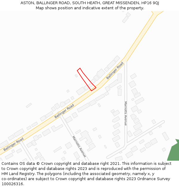 ASTON, BALLINGER ROAD, SOUTH HEATH, GREAT MISSENDEN, HP16 9QJ: Location map and indicative extent of plot