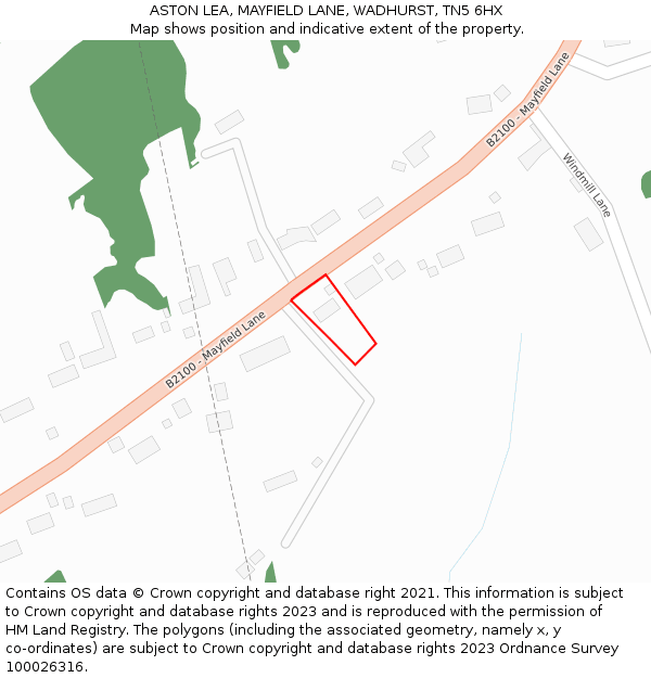 ASTON LEA, MAYFIELD LANE, WADHURST, TN5 6HX: Location map and indicative extent of plot