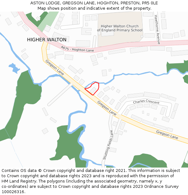 ASTON LODGE, GREGSON LANE, HOGHTON, PRESTON, PR5 0LE: Location map and indicative extent of plot