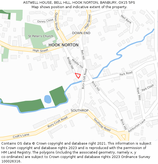 ASTWELL HOUSE, BELL HILL, HOOK NORTON, BANBURY, OX15 5PS: Location map and indicative extent of plot