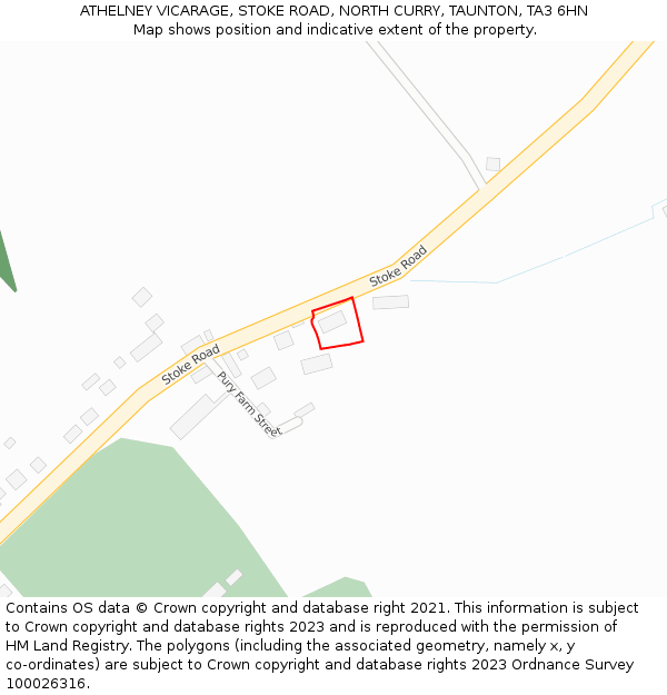 ATHELNEY VICARAGE, STOKE ROAD, NORTH CURRY, TAUNTON, TA3 6HN: Location map and indicative extent of plot