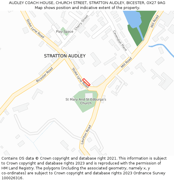 AUDLEY COACH HOUSE, CHURCH STREET, STRATTON AUDLEY, BICESTER, OX27 9AG: Location map and indicative extent of plot