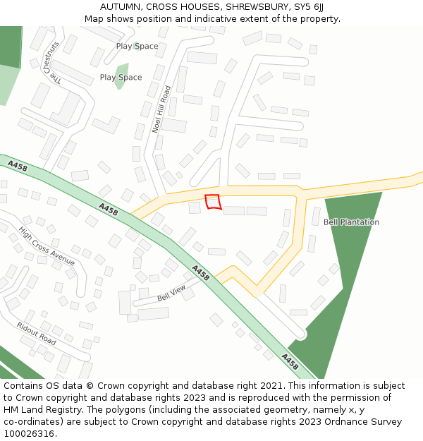 AUTUMN, CROSS HOUSES, SHREWSBURY, SY5 6JJ: Location map and indicative extent of plot