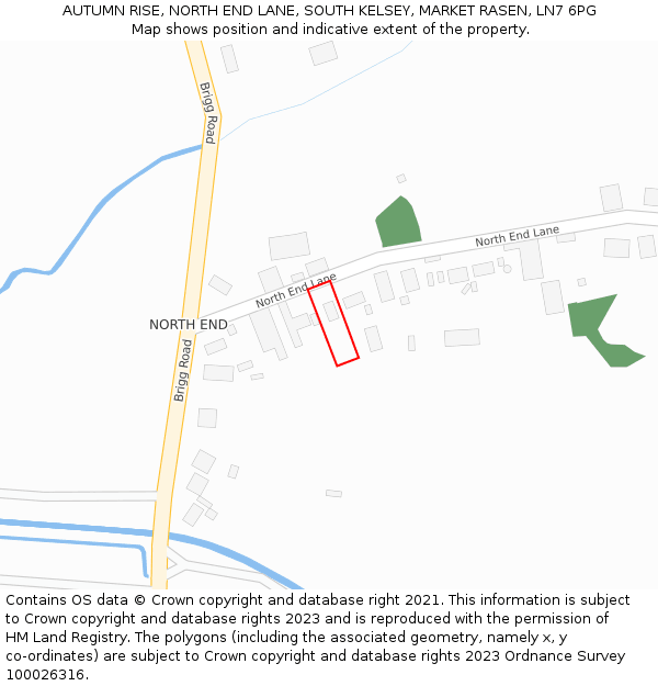 AUTUMN RISE, NORTH END LANE, SOUTH KELSEY, MARKET RASEN, LN7 6PG: Location map and indicative extent of plot